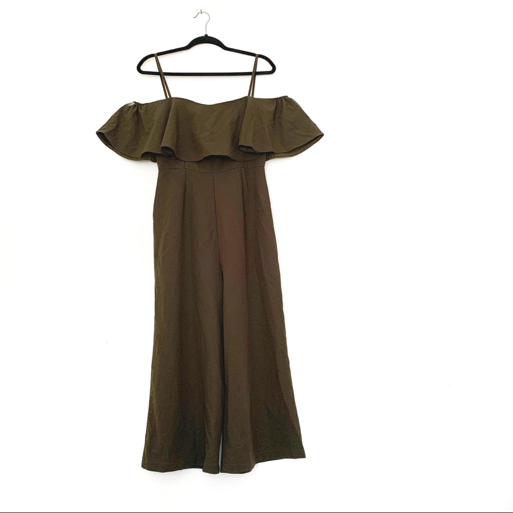 Vanessa Collezione Olive Green Off Shoulder Romper